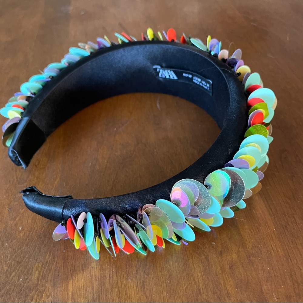 Zara Statement Headband with Iridescent Sequins
